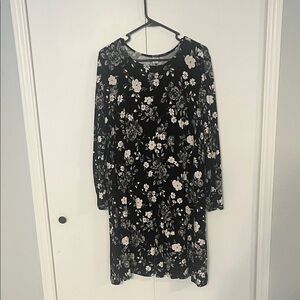 Floral Black and White Women's Dress